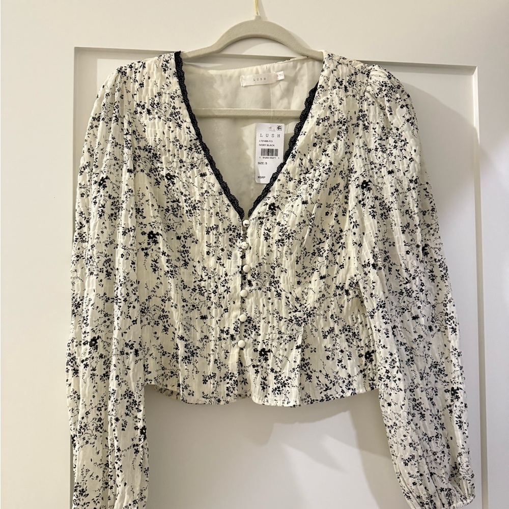 NEW with tags, Lush Black and White Floral Blouse